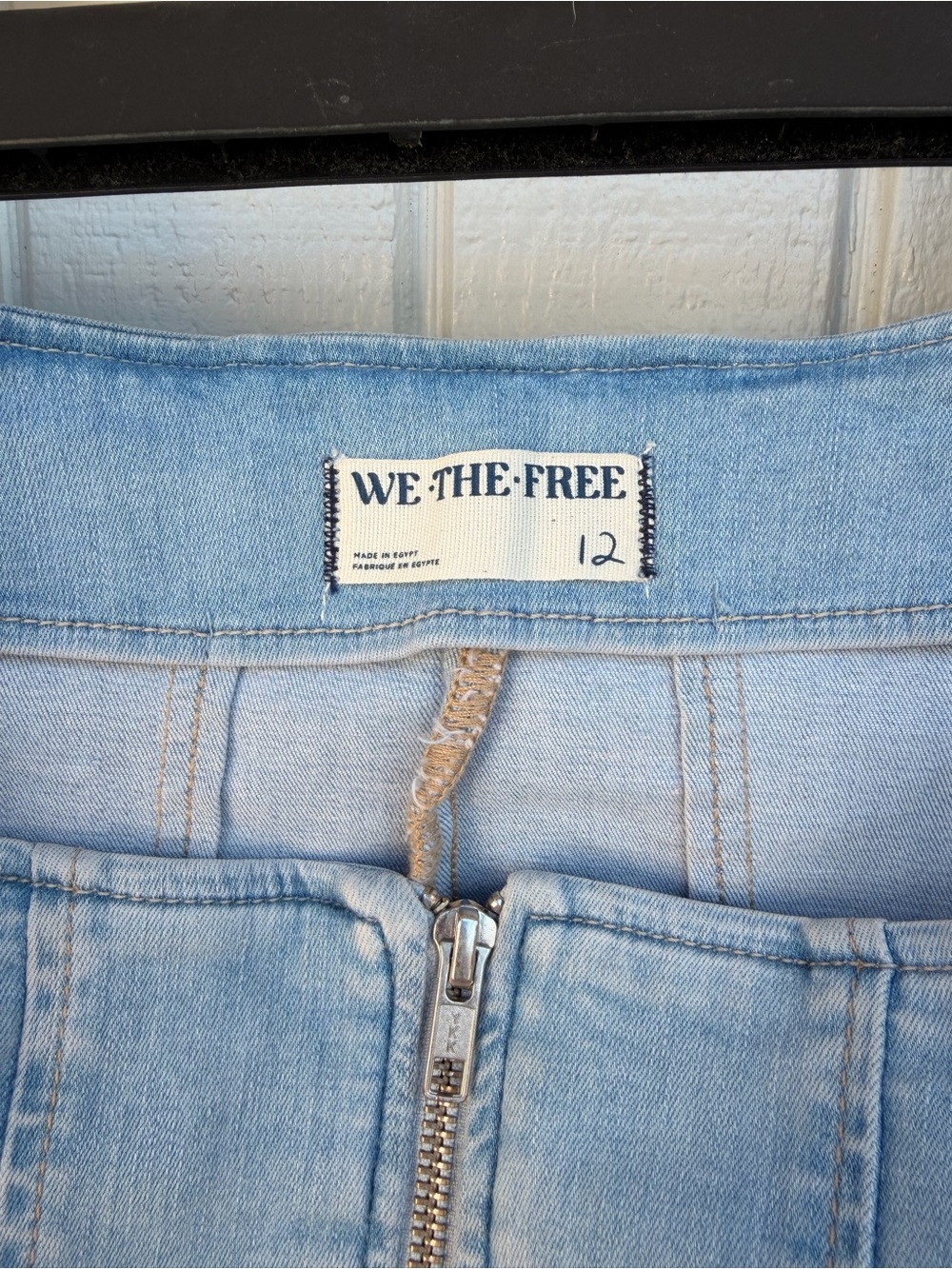 We The Free Light Blue Midi Skirt with Front Zip